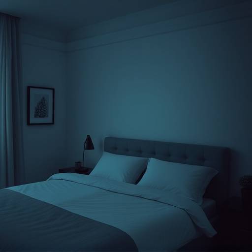 A serene bedroom with dim lighting and comfortable bedding