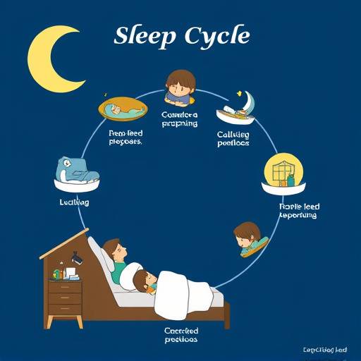 Illustration of the different stages of a sleep cycle